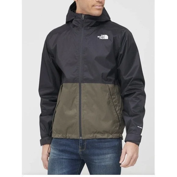 The North Face DryVent Millerton Black Green Full-Zip Lined Rain Jacket Men's XL - Picture 2 of 10